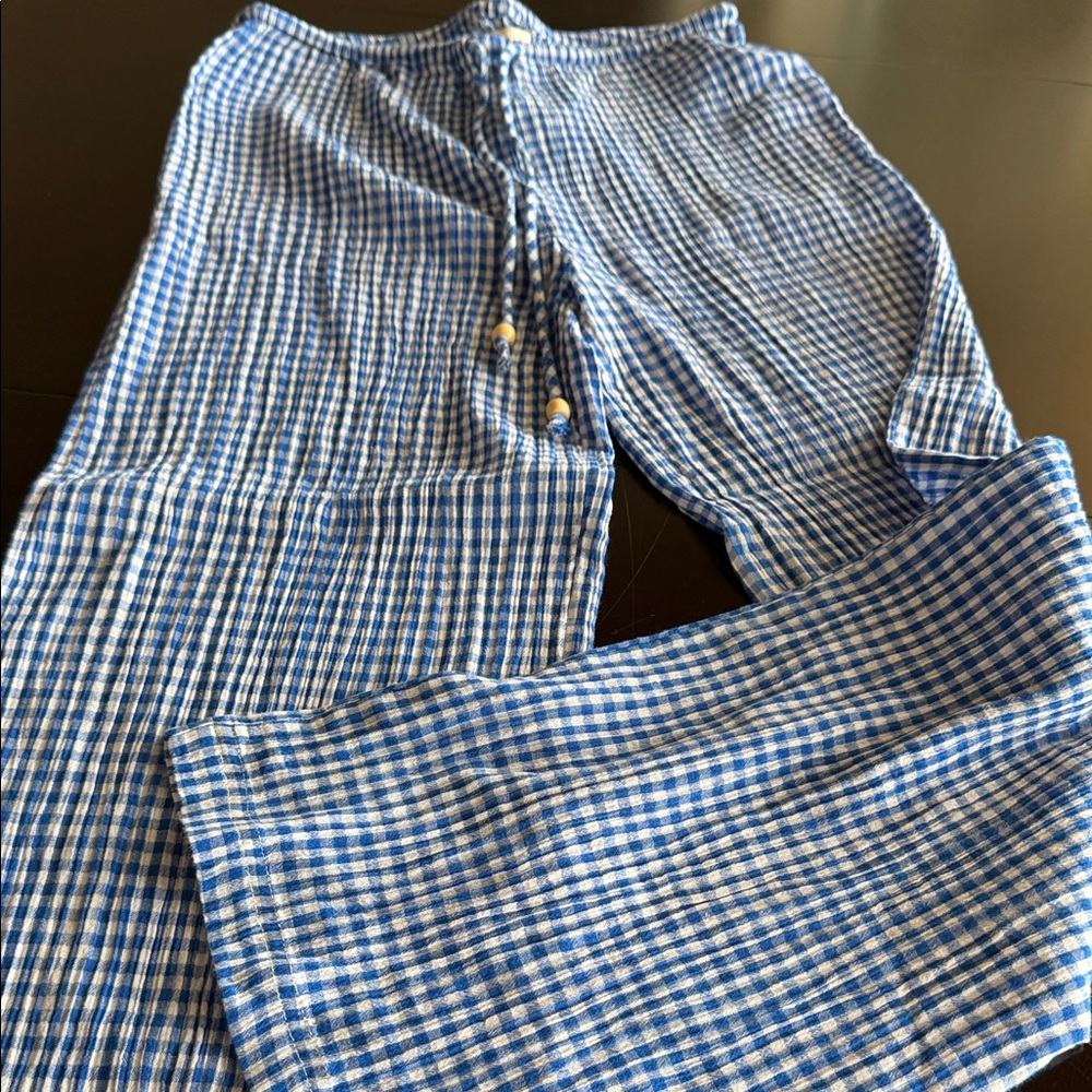 Urban Outfitters Blue and White Gingham Drawstring Pants